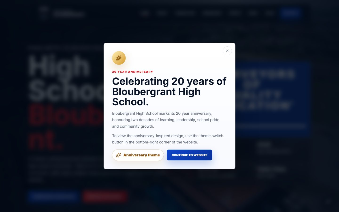 Bloubergrant High School website homepage