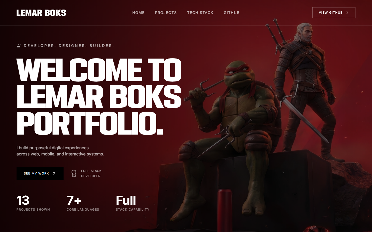 Lemar Boks portfolio website homepage
