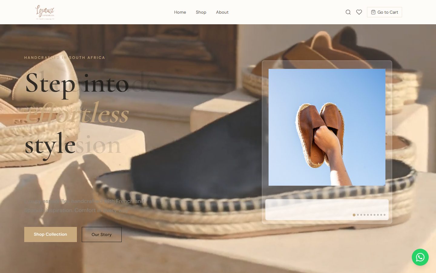 Lynux Espadrilles ecommerce homepage