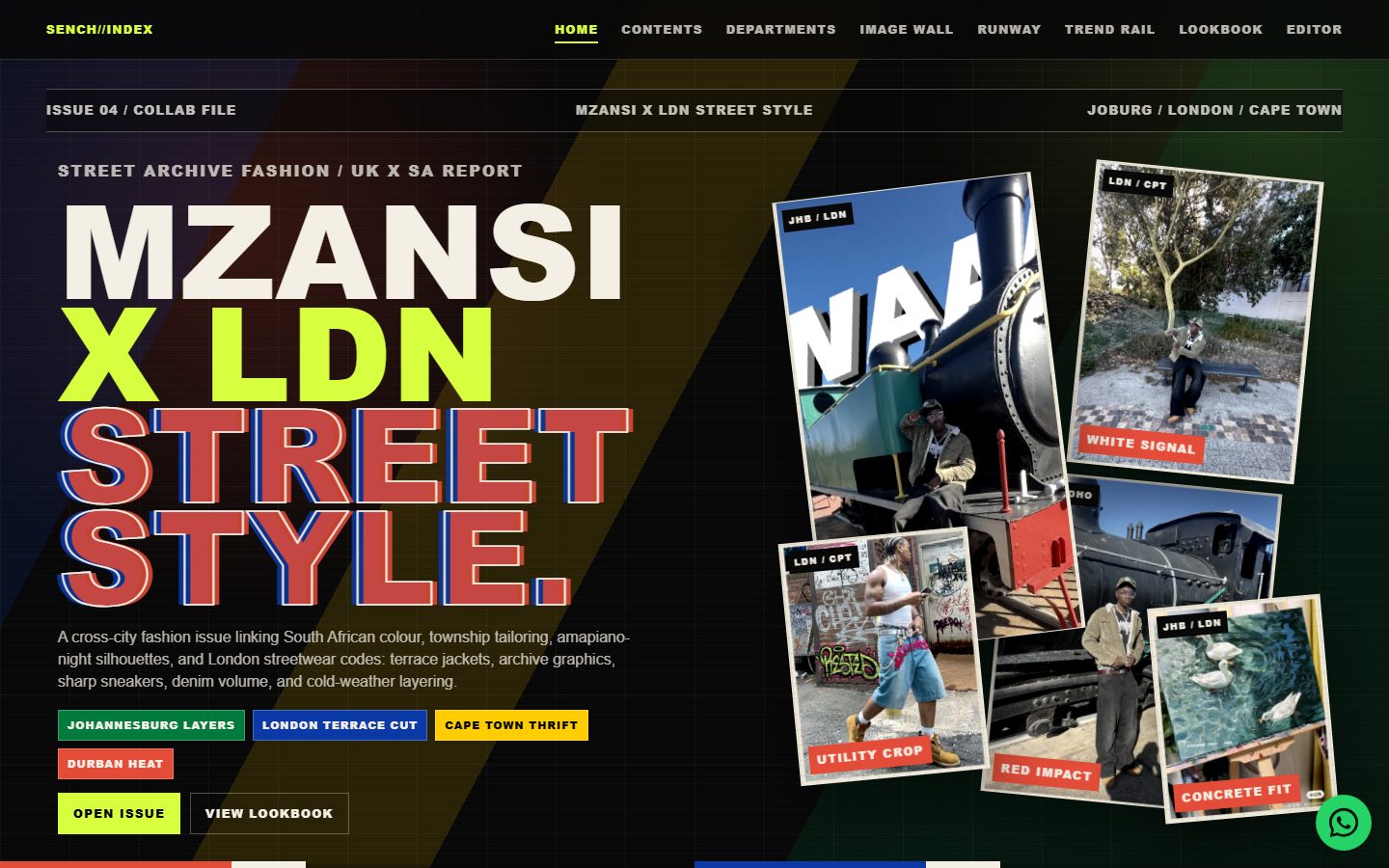 Sench Index fashion editorial homepage