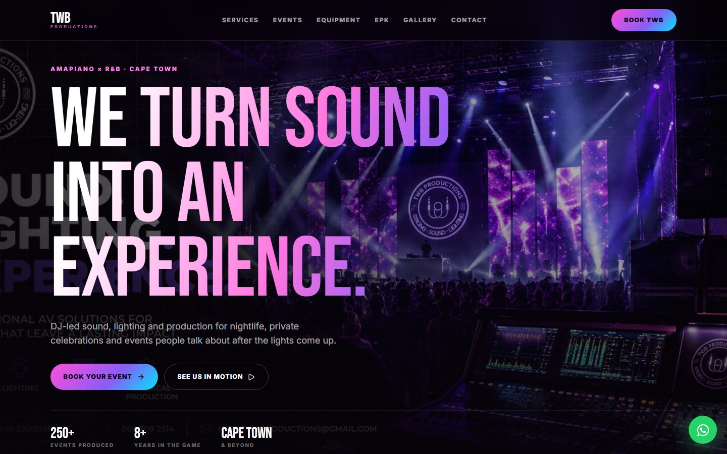 TWB Productions website homepage